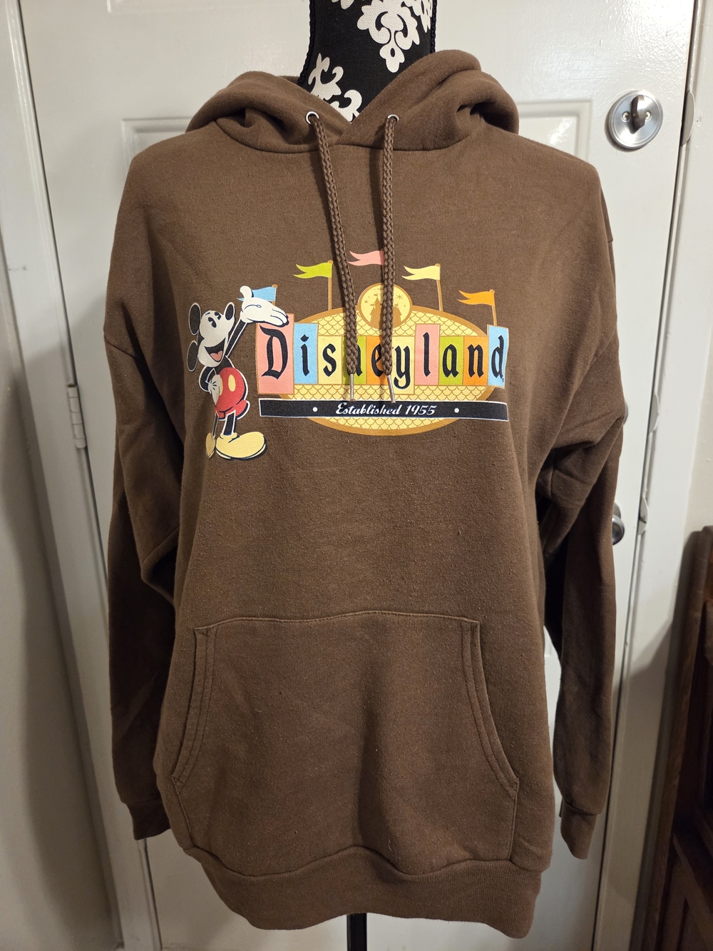 Disneyland Vintage Logo Brown Hoodie - Mickey Graphic